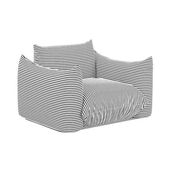 Saint Tropez Pearl and Black Striped Stuffed Outdoor Armchair Model: TOV-O68963
