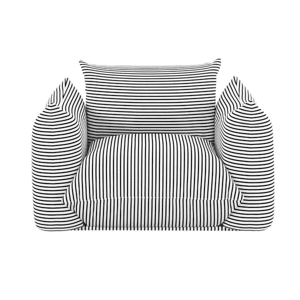 Saint Tropez Pearl and Black Striped Stuffed Outdoor Armchair Model: TOV-O68963