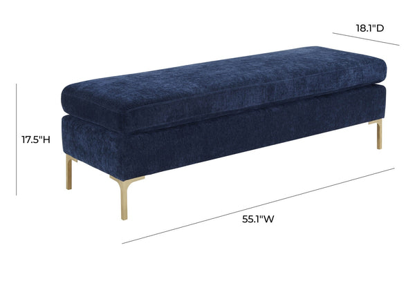 Delilah Navy Textured Velvet Bench Model: TOV-O93