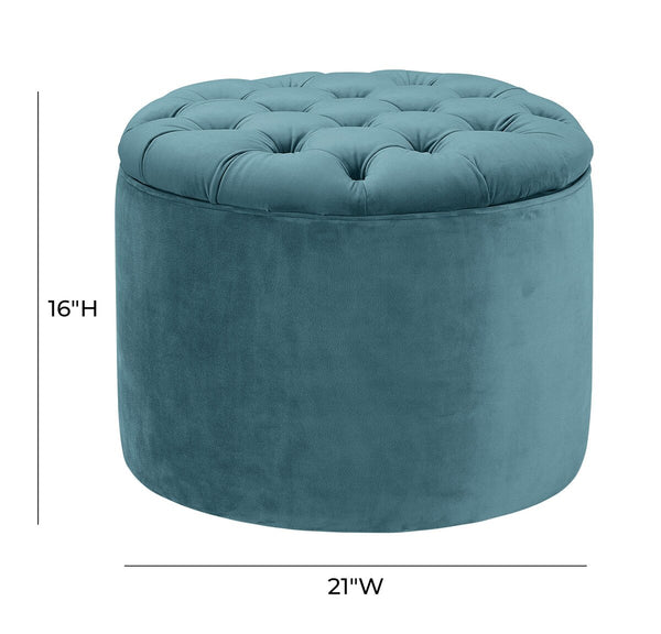 Queen Sea Blue Velvet Storage Ottoman Model: TOV-OC144