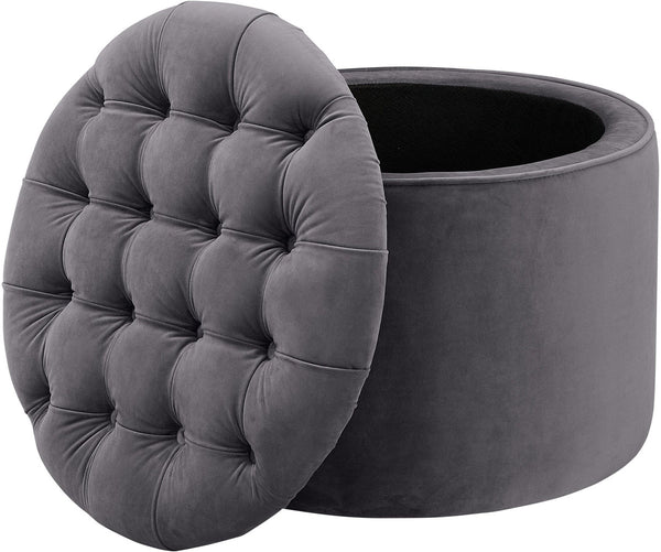 Queen Grey Velvet Storage Ottoman Model: TOV-OC145