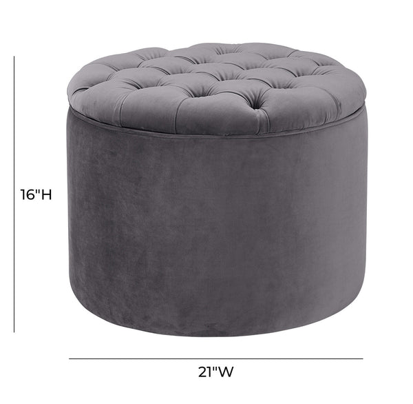 Queen Grey Velvet Storage Ottoman Model: TOV-OC145
