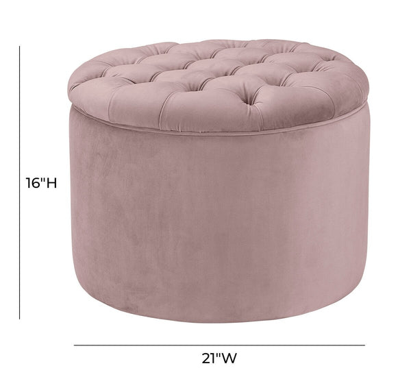 Queen Blush Velvet Storage Ottoman Model: TOV-OC146