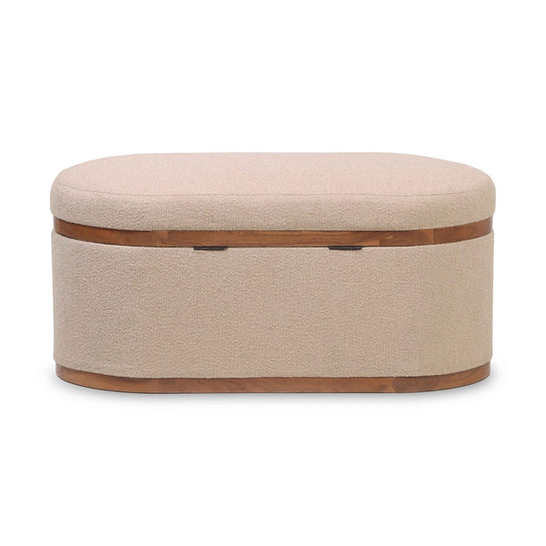 Olivier Ivory Boucle Oval Storage Ottoman Model: TOV-OC18723