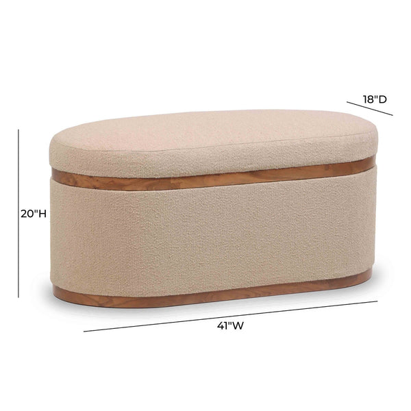 Olivier Ivory Boucle Oval Storage Ottoman Model: TOV-OC18723