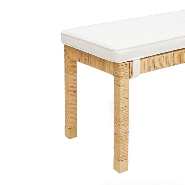 Amara Natural Woven Rattan Performance Fabric Bench Model: TOV-OC21012