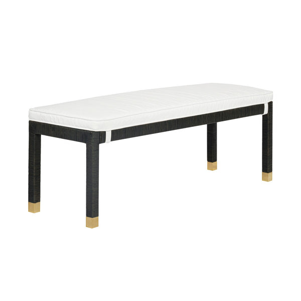 Amara Charcoal Woven Rattan Performance Fabric Bench Model: TOV-OC21013