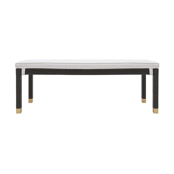 Amara Charcoal Woven Rattan Performance Fabric Bench Model: TOV-OC21013