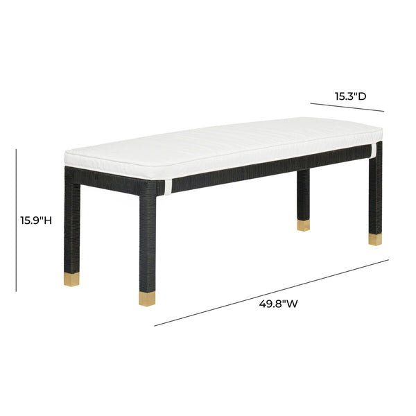 Amara Charcoal Woven Rattan Performance Fabric Bench Model: TOV-OC21013
