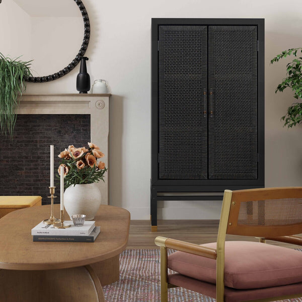 Amara Charcoal Woven Rattan Cabinet Model: TOV-OC21017