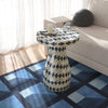 Halio Cream & Blue Checkered Shell Side Table Model: TOV-OC54309