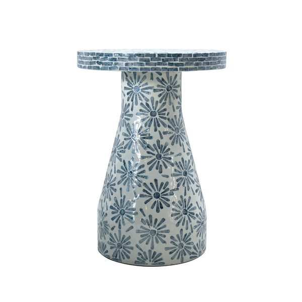 Halio Blue Floral Shell Side Table Model: TOV-OC54310
