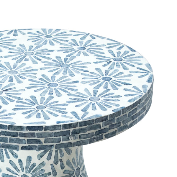 Halio Blue Floral Shell Side Table Model: TOV-OC54310