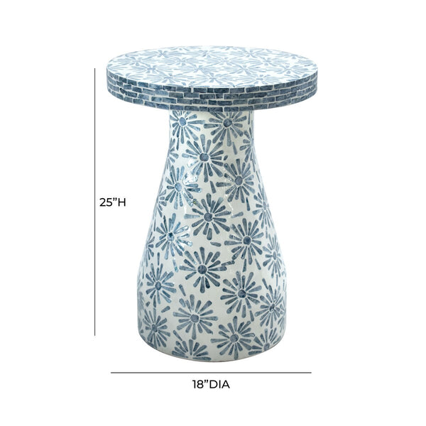 Halio Blue Floral Shell Side Table Model: TOV-OC54310