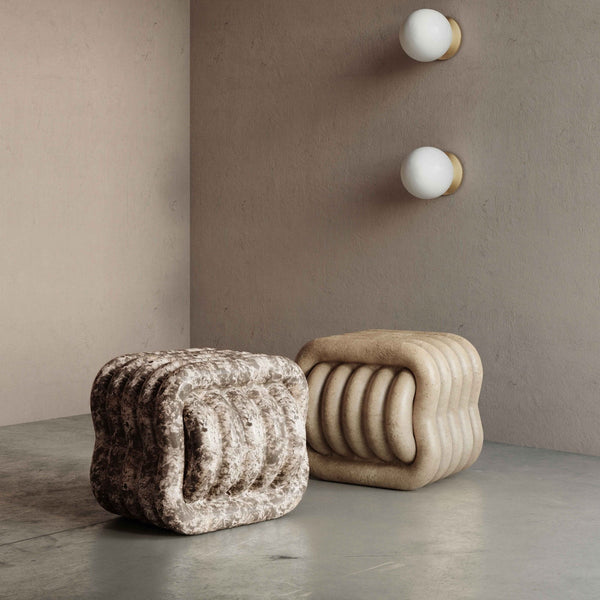 Love Knot Faux Travertine Indoor / Outdoor Accent Stool Model: TOV-OC54334