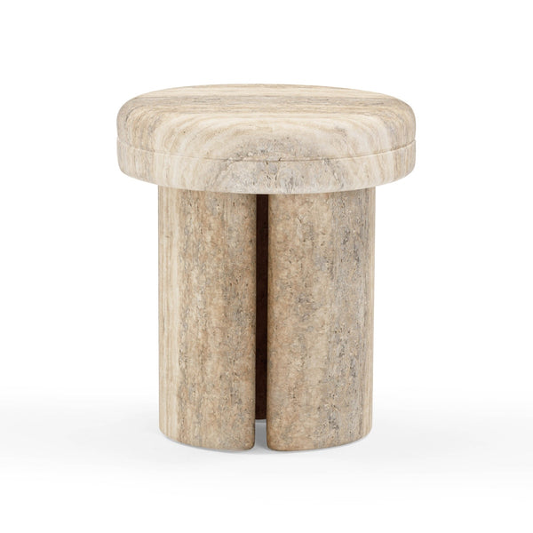 Sheila Travertine Textured Concrete Side Table Model: TOV-OC54466