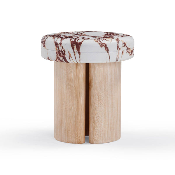 Sheila Wood and Breccia Capraia Textured Concrete Side Table Model: TOV-OC54467