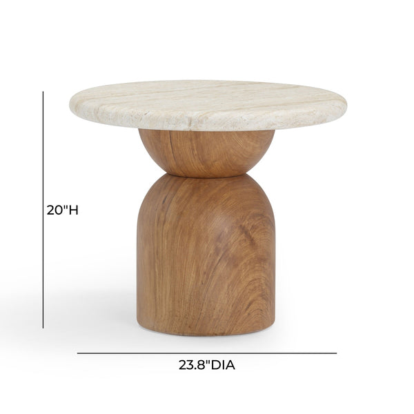 Cynthia Travertine Concrete Indoor / Outdoor Side Table Model: TOV-OC54483