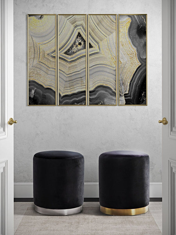 Opal Black Velvet Ottoman -Gold Base Model: TOV-OC6120