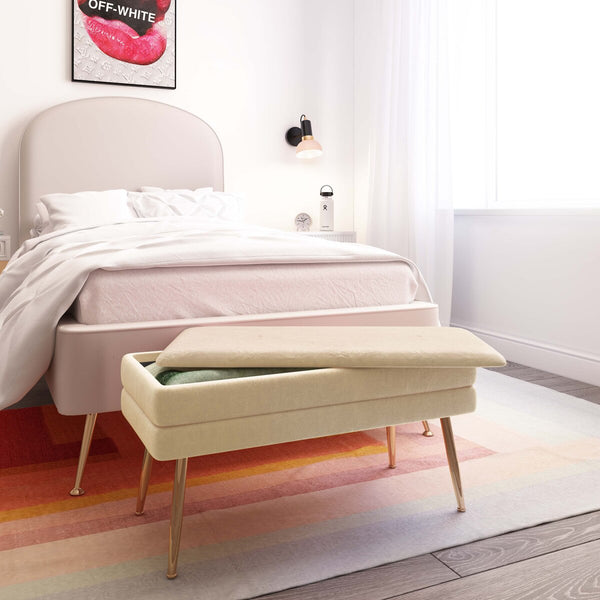 Ziva Cream Storage Bench Model: TOV-OC6467