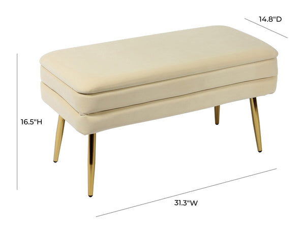 Ziva Cream Storage Bench Model: TOV-OC6467