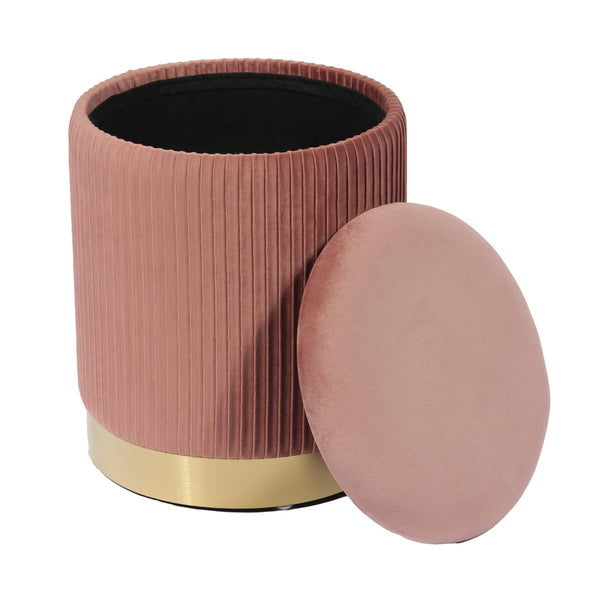 Zoe Blush Velvet Storage Ottoman Model: TOV-OC68154