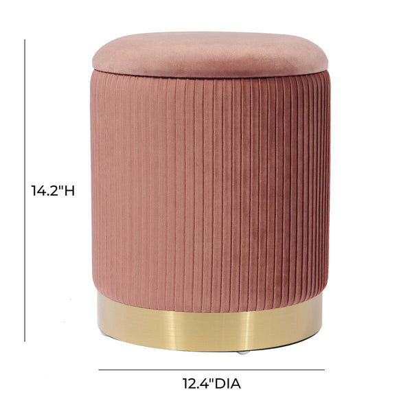 Zoe Blush Velvet Storage Ottoman Model: TOV-OC68154