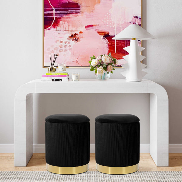Zoe Black Velvet Storage Ottoman Model: TOV-OC68155