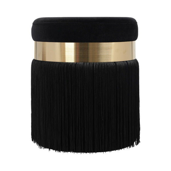 Melody Black Tasseled Ottoman Model: TOV-OC68211