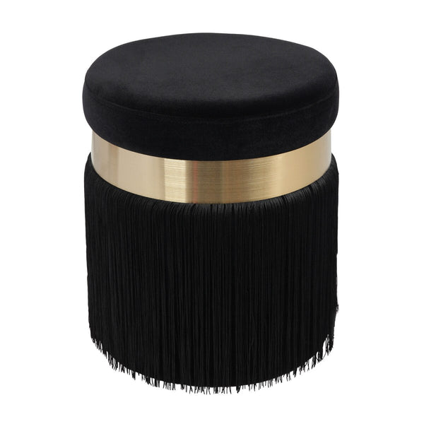 Melody Black Tasseled Ottoman Model: TOV-OC68211