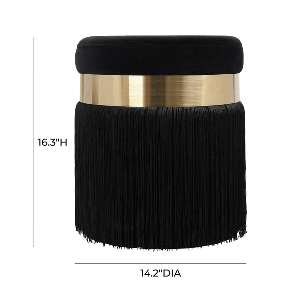 Melody Black Tasseled Ottoman Model: TOV-OC68211