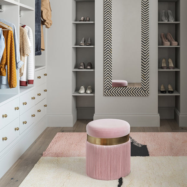 Melody Blush Tasseled Ottoman Model: TOV-OC68212