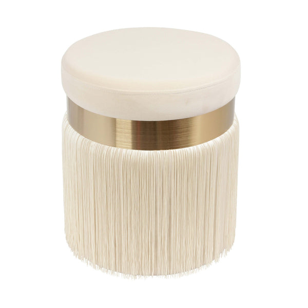 Melody Cream Tasseled Ottoman Model: TOV-OC68213