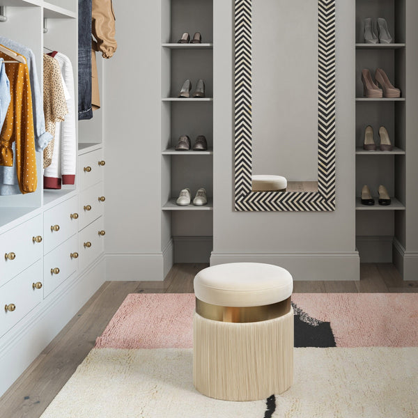 Melody Cream Tasseled Ottoman Model: TOV-OC68213