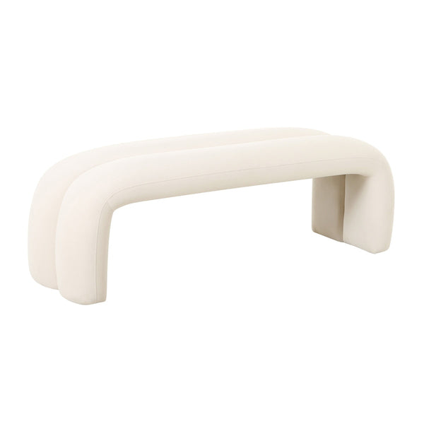 Leigh Cream Velvet Channeled Bench Model: TOV-OC68824
