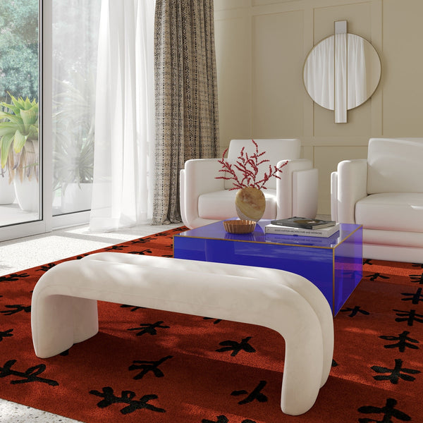 Leigh Cream Velvet Channeled Bench Model: TOV-OC68824