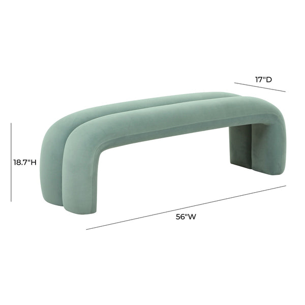 Leigh Green Velvet Channeled Bench Model: TOV-OC68825