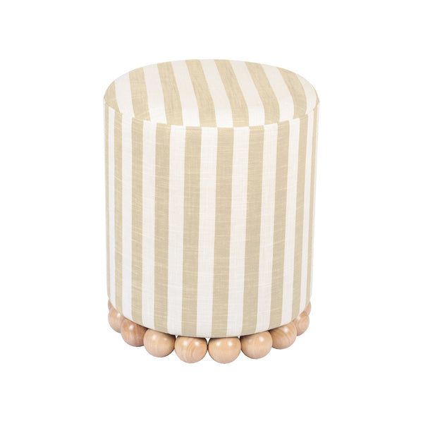 Dex Beige Striped Linen Ottoman Model: TOV-OC68884