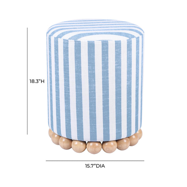 Dex Pastel Blue Striped Linen Ottoman Model: TOV-OC68885