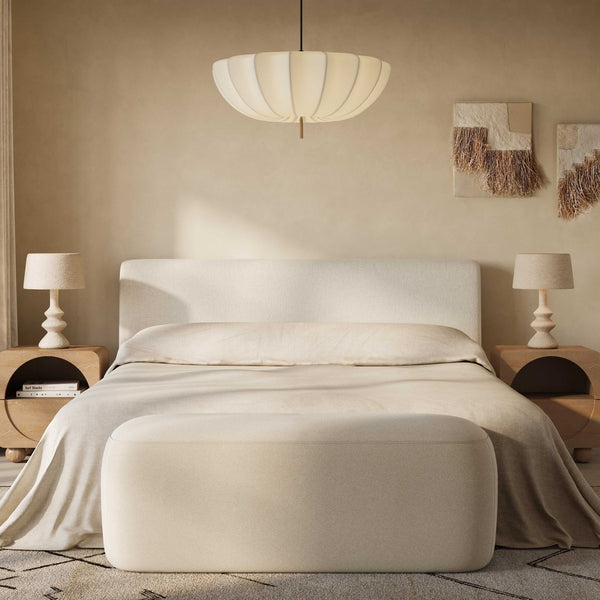 Graceland Cream Faux Mohair Bench Model: TOV-OC69114