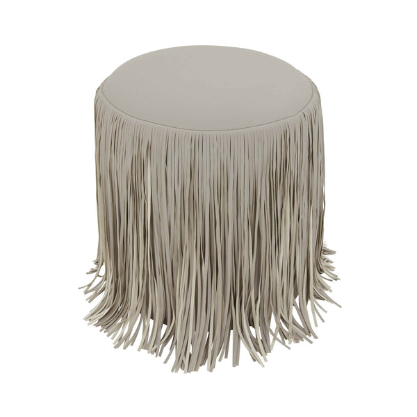 Shag Me Grey Performance Vegan Leather Ottoman Model: TOV-OC69192