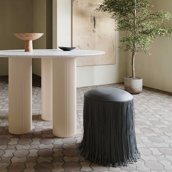 Shag Me Black Performance Vegan Leather Ottoman Model: TOV-OC69193