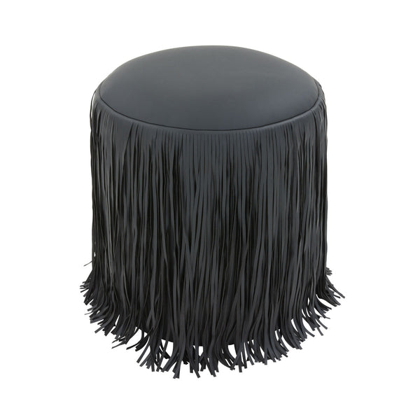 Shag Me Black Performance Vegan Leather Ottoman Model: TOV-OC69193