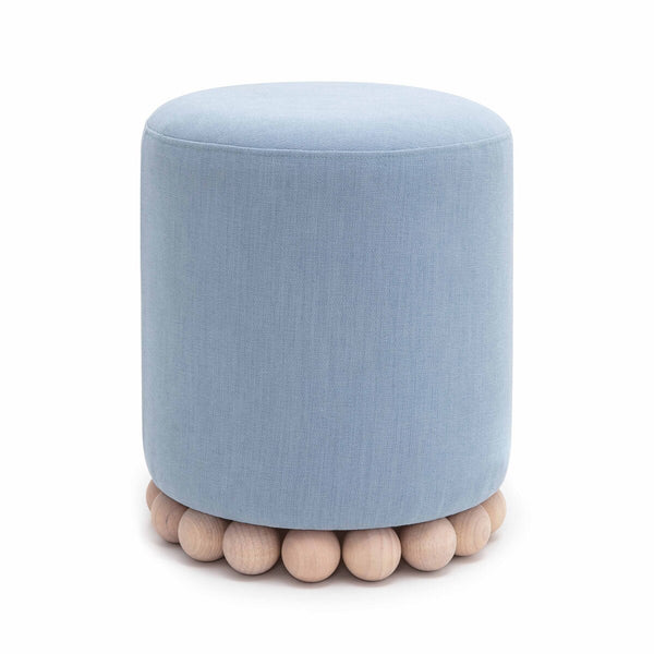 Dex Faded Blue Upcycled Fabric Ottoman Model: TOV-OC69194