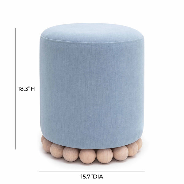 Dex Faded Blue Upcycled Fabric Ottoman Model: TOV-OC69194
