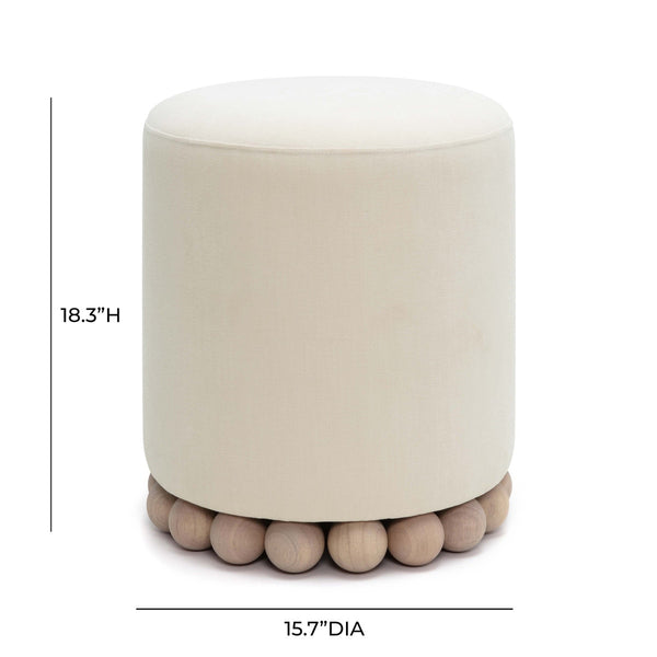 Dex Cream Upcycled Fabric Ottoman Model: TOV-OC69195