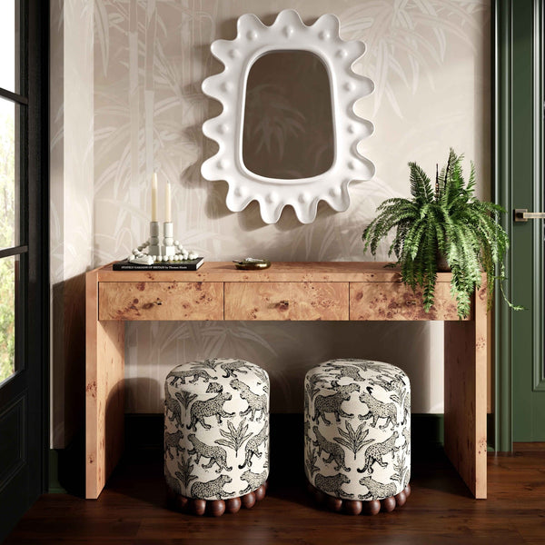 Dex Taupe Leopard Jacquard Ottoman Model: TOV-OC69196