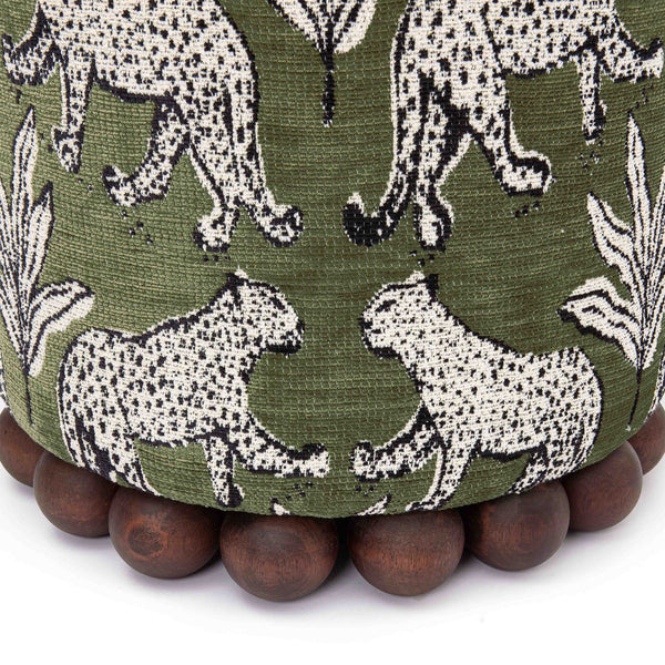 Dex Olive Green Leopard Jacquard Ottoman Model: TOV-OC69197