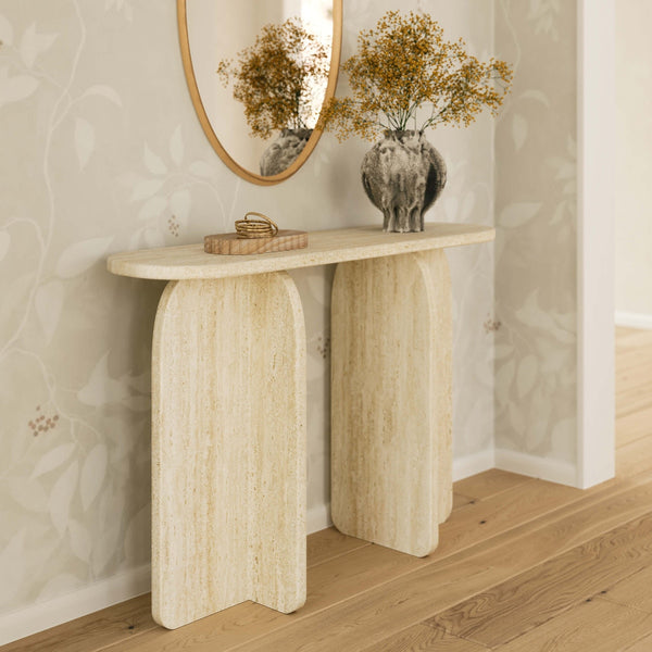 Clementine Faux Travertine Console Table Model: TOV-OC69198