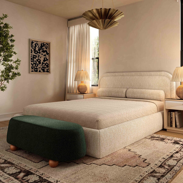 Jaine Forest Green Boucle Large Ottoman Model: TOV-OC69227